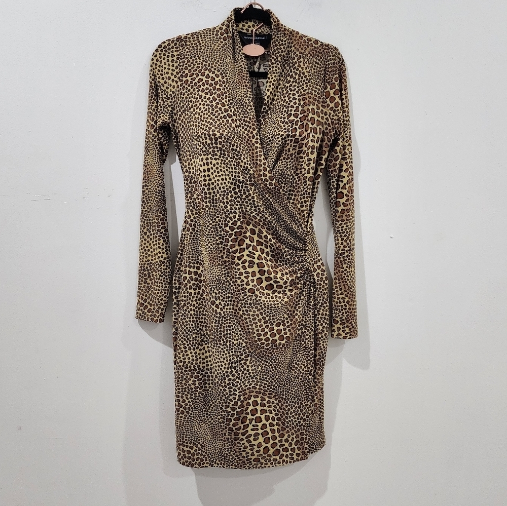 Norma Kamali Leopard Faux Wrap Dress - Picture 1 of 10